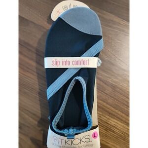 FitKicks Active Lifestyle Footwear Black Grey Slip On Yoga Women Large 8.5-9.5